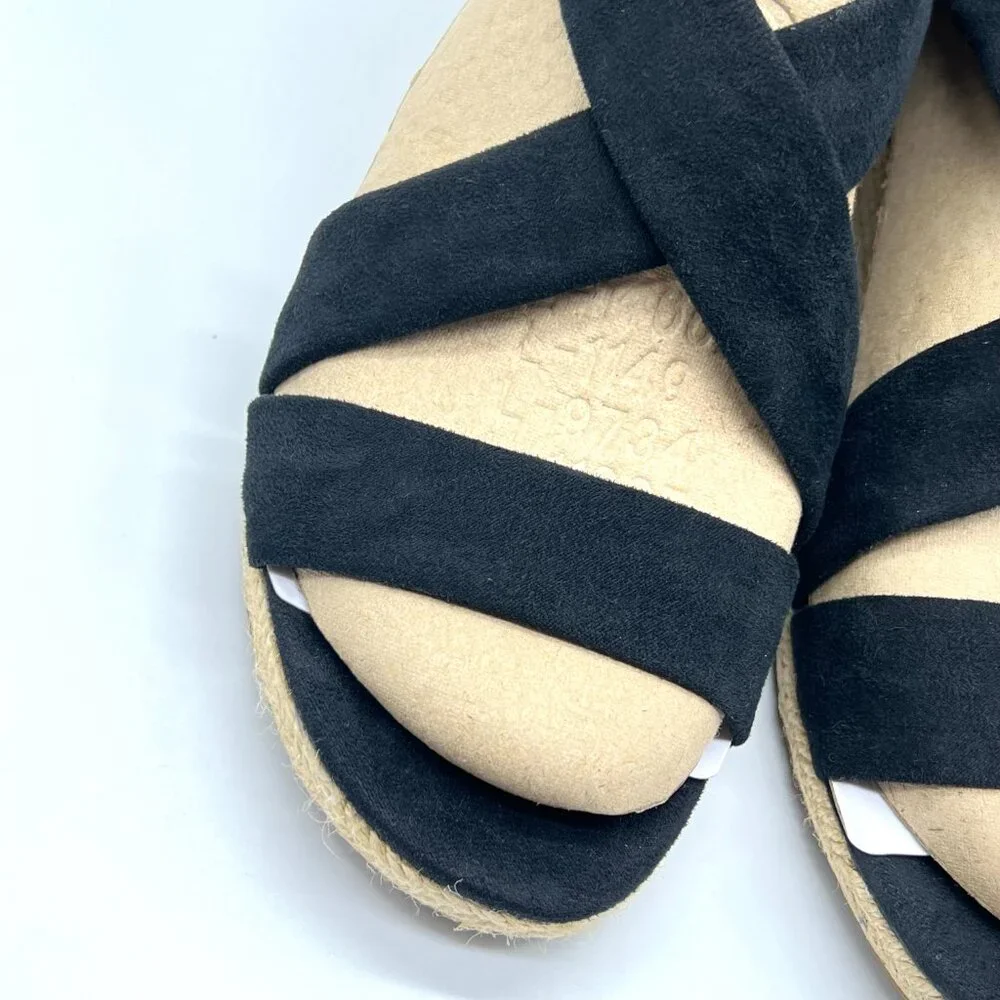 Lifestride Womens Size 9‎ Siesta Black Espadrilles Wedges Sandals Shoes